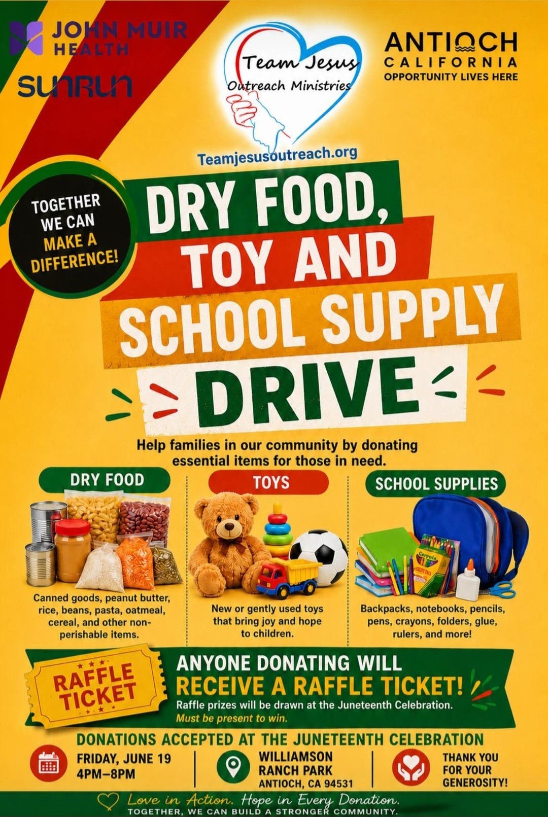 Dry Food, Toy And School Supply Drive 🥫