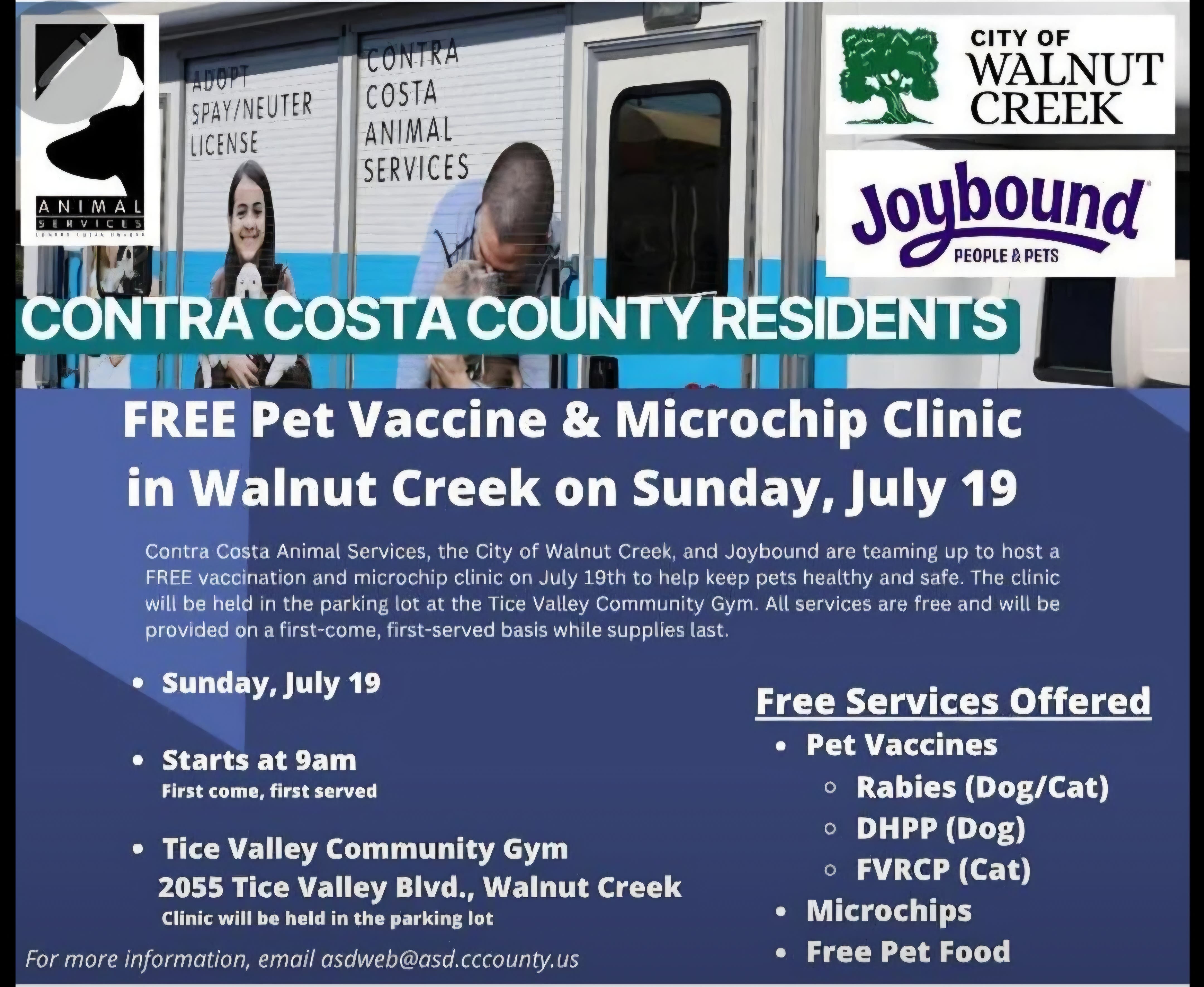 FREE Pet Vaccine & Microchip Clinic in Walnut Creek 🐕