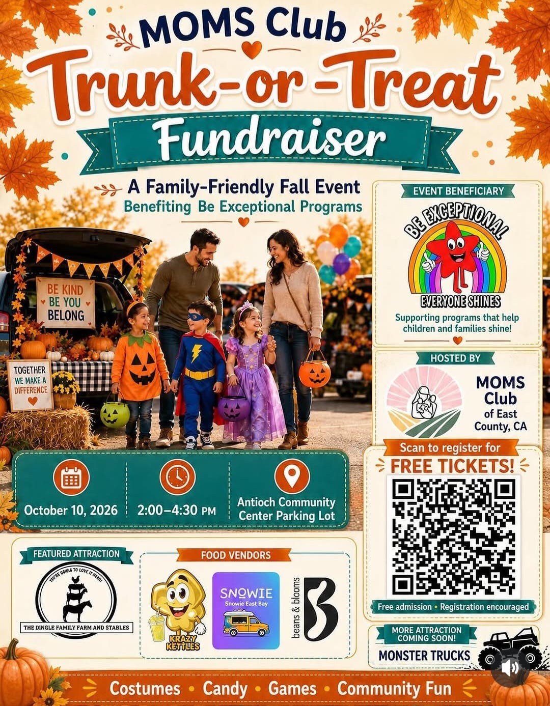 Moms Club Trunk-or-Treat Fundraiser for Be Exeptional🎃