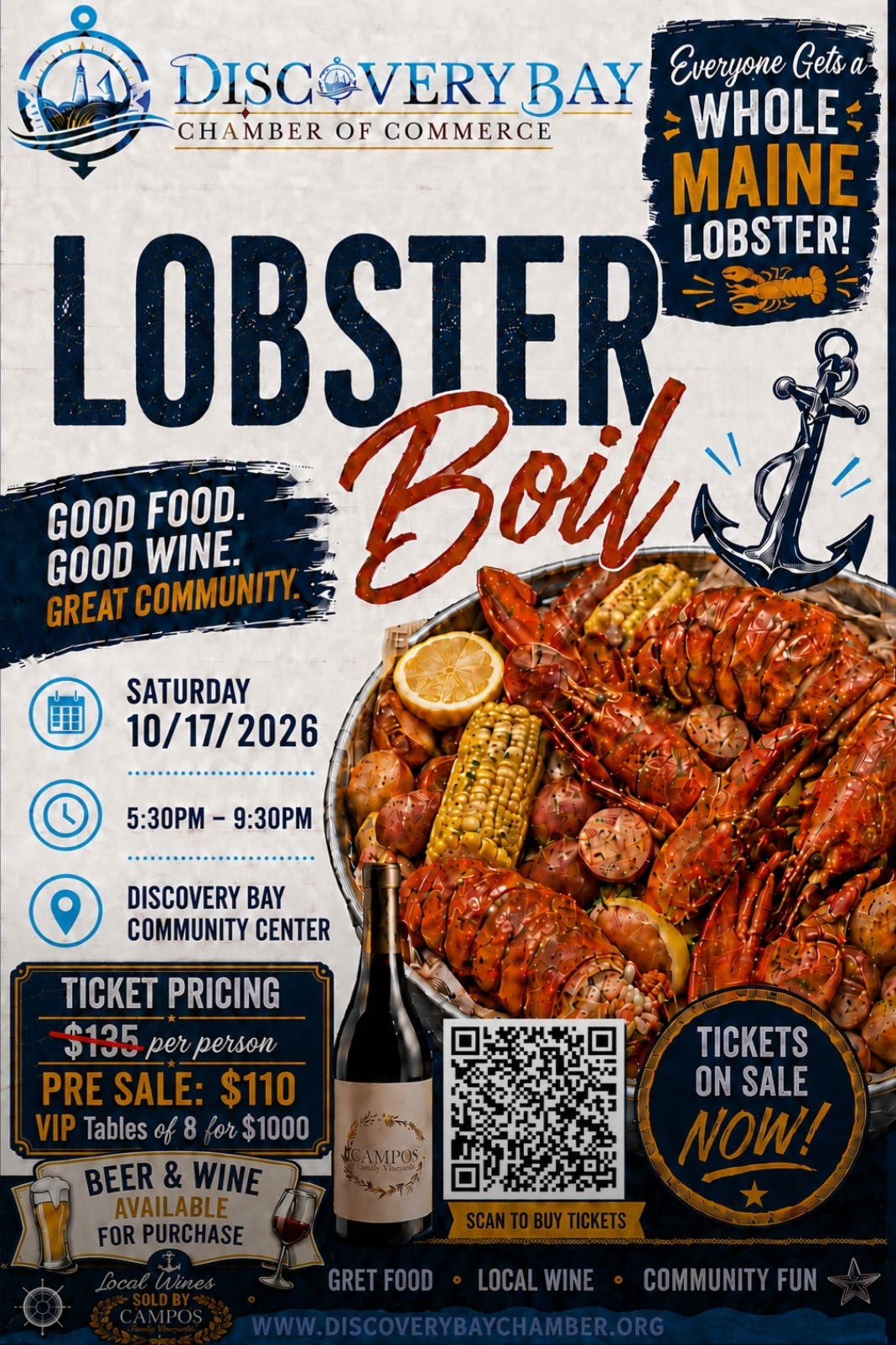 Discovery Bay Chamber of Commerce Lobster Boil π¦