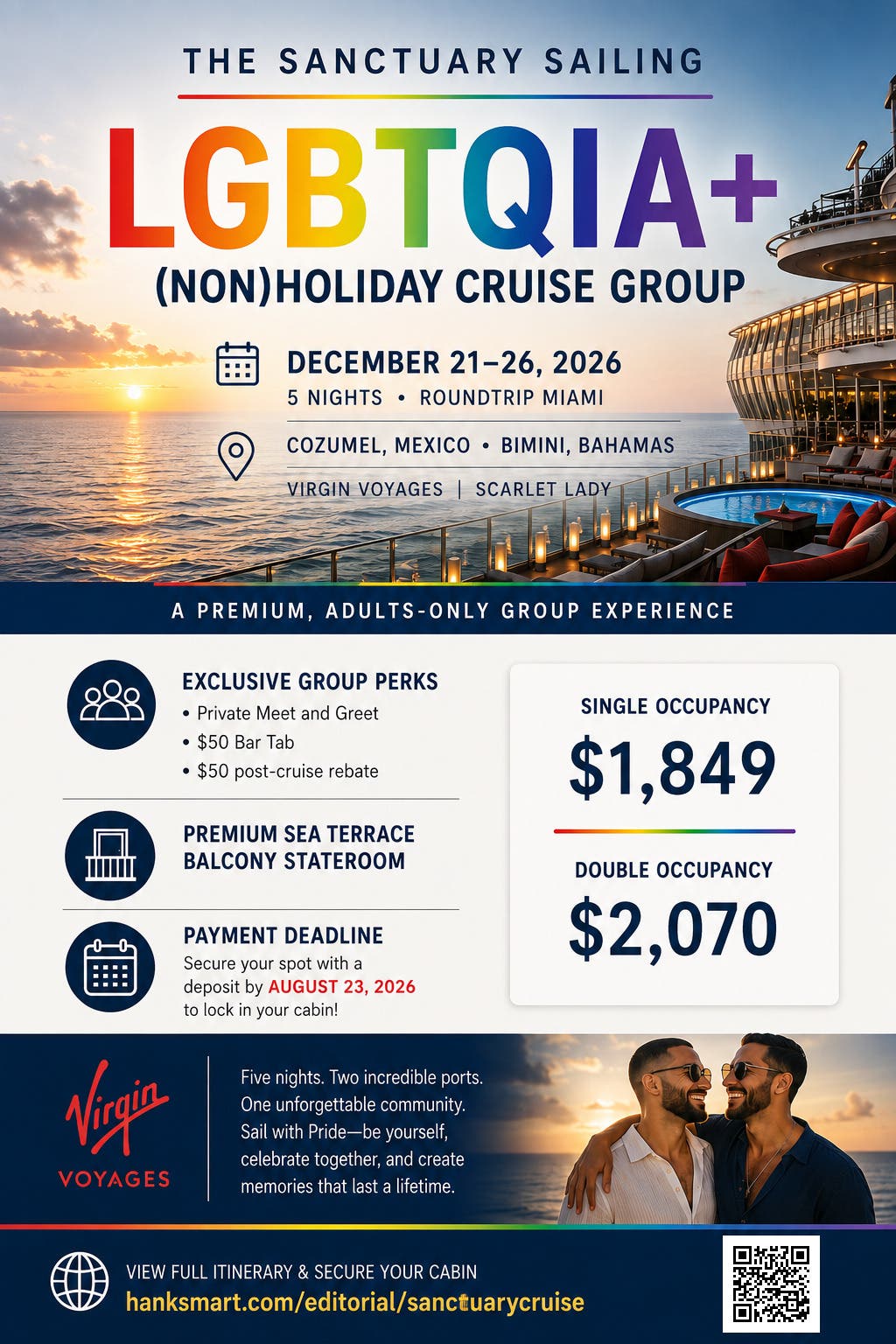 The Sanctuary Sailing: LGBTQIA+ Group Cruise with Virgin Voyages