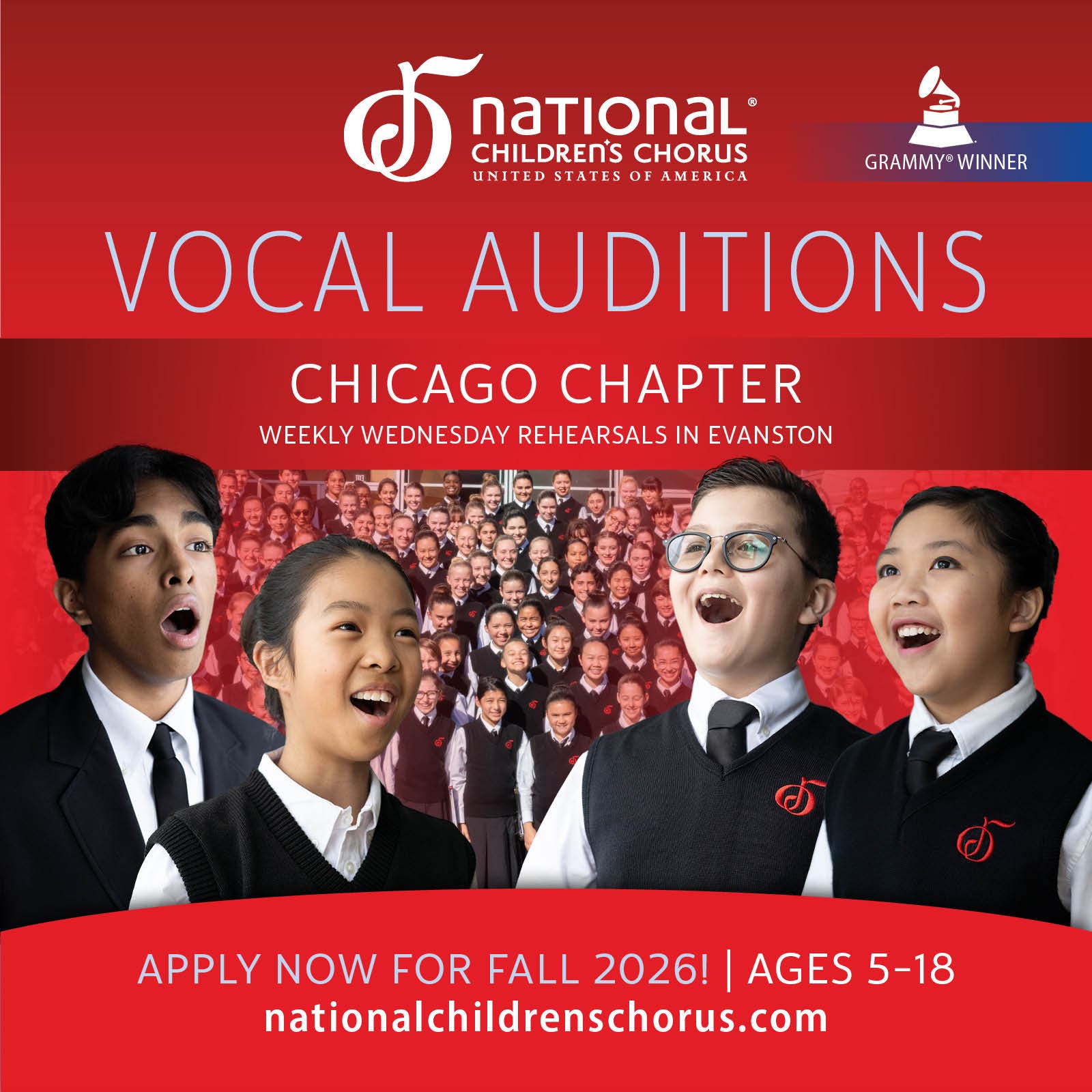 Audition for the National Children’s Chorus Chicago Chapter