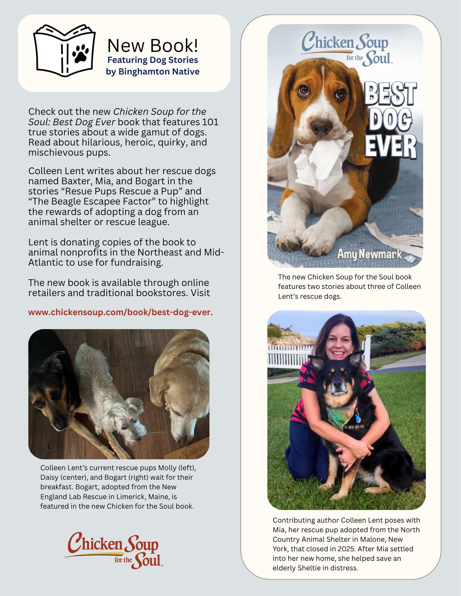 New York Native's Dog Stories in New Chicken Soup for the Soul Book
