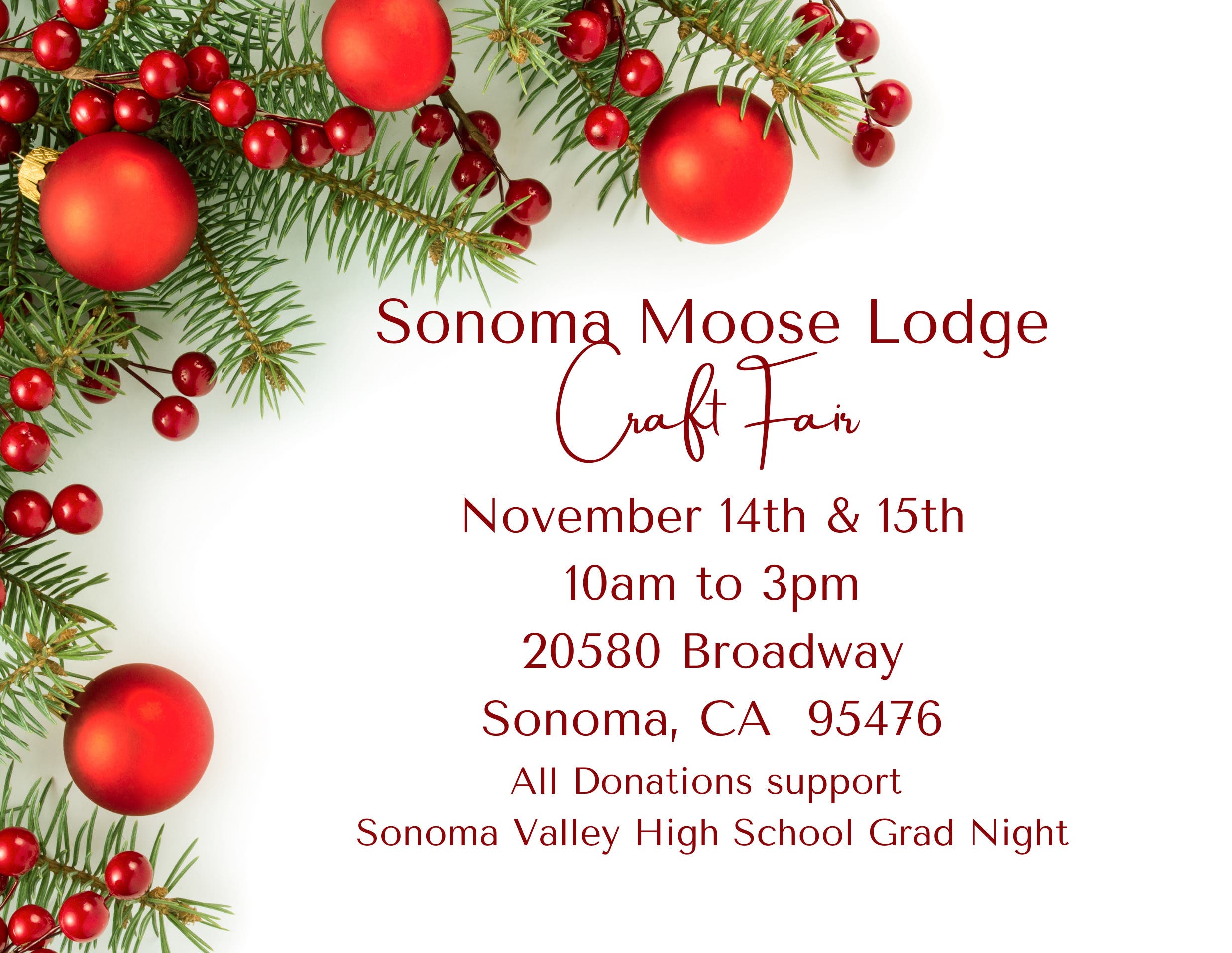 Sonoma Moose Lodge Holiday Craft Fair