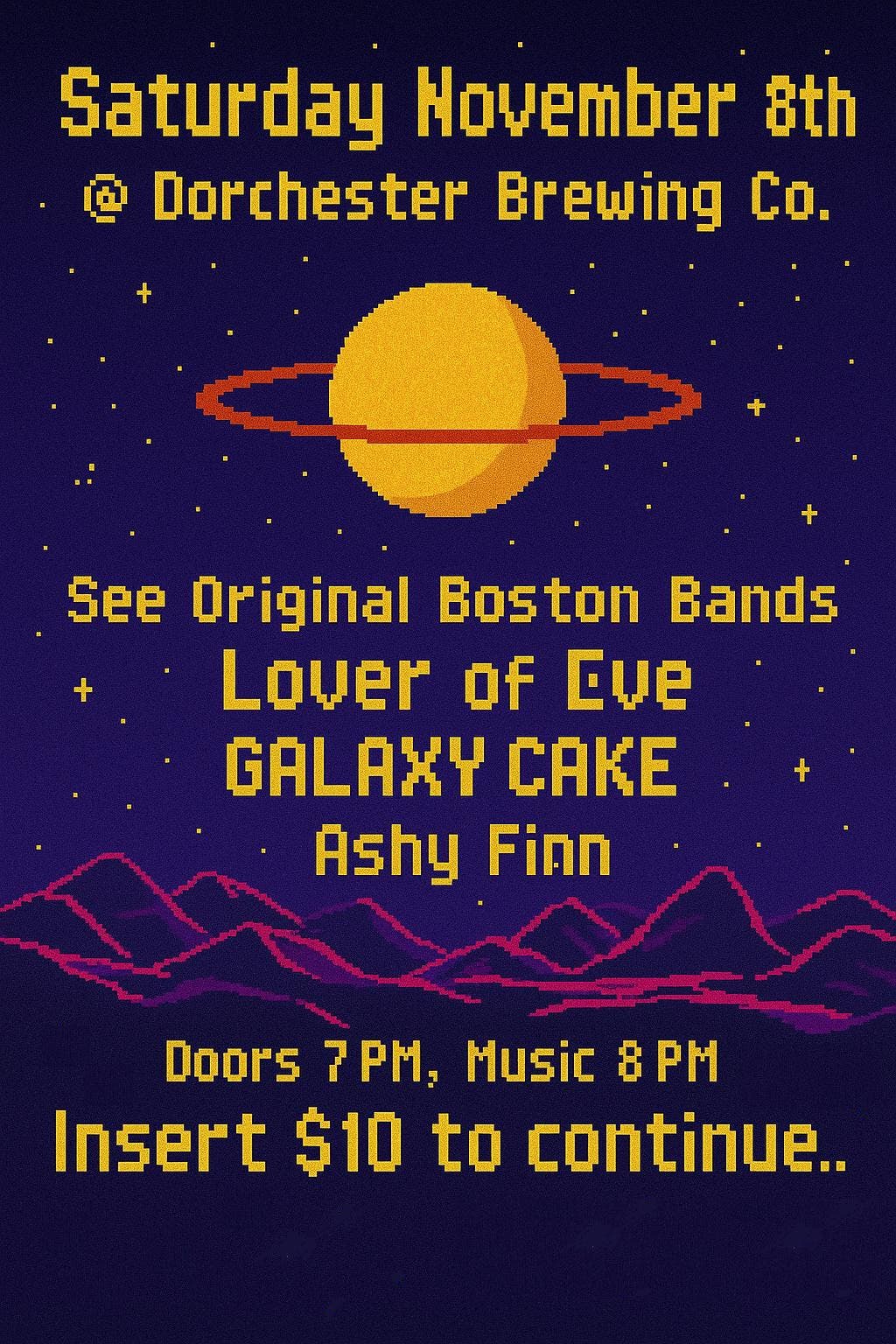 Live Rock Night at Dorchester Brewing Co. – Lover of Eve, Galaxy Cake, & AshyFinn (Nov 8)