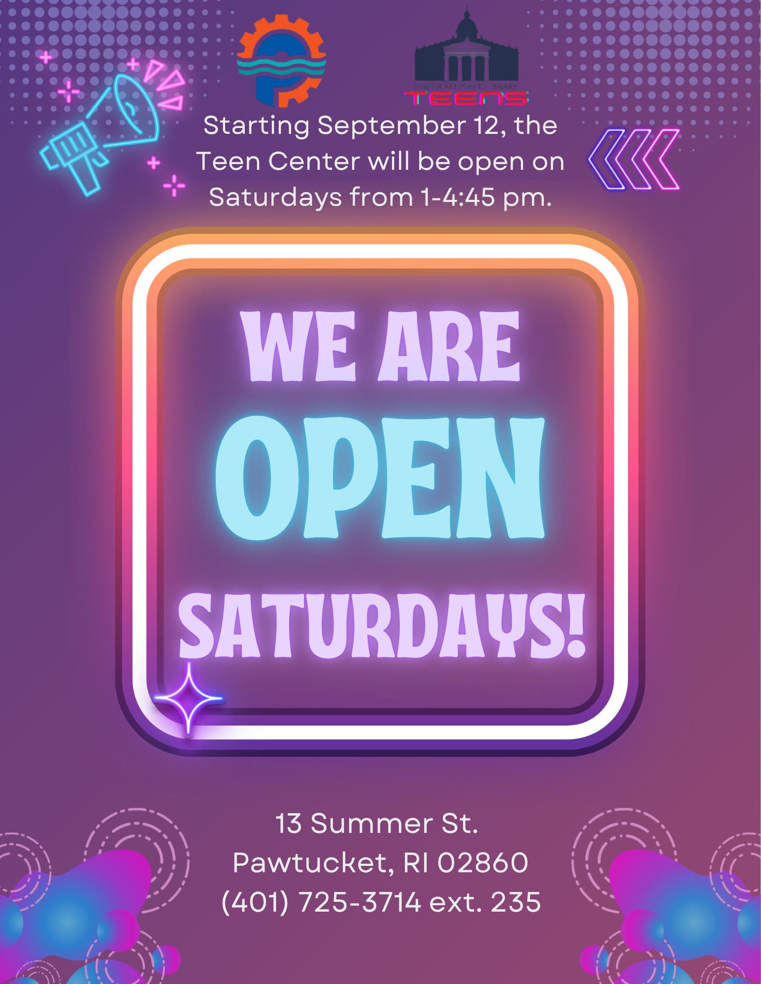 Expanded Days and Hours for the Teen Center