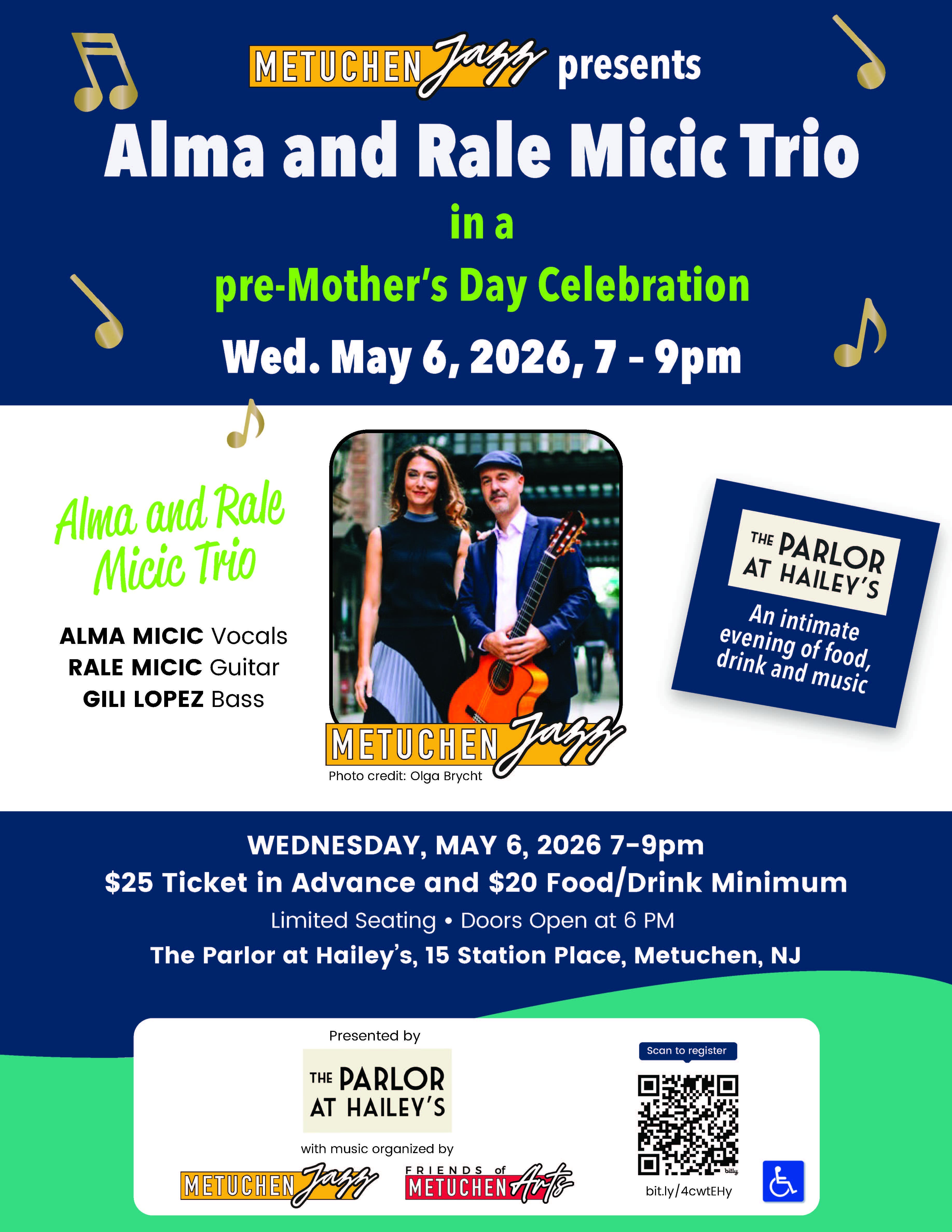 Metuchen Jazz Presents Vocalist Alma and Guitarist Rale Micic Trio