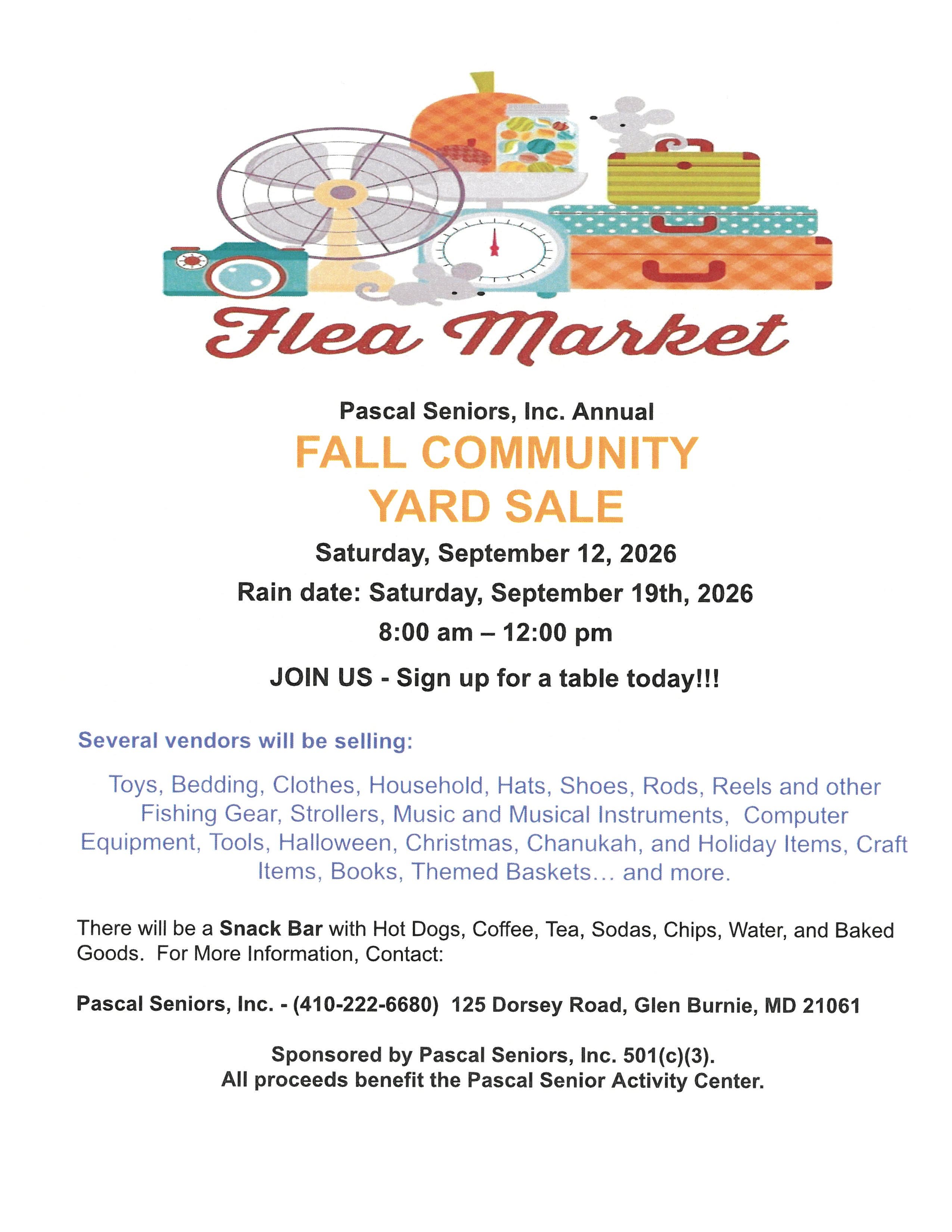 Pascal Senior Center Annual Fall Flea Market