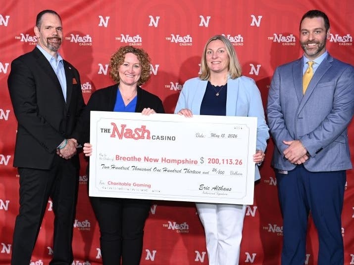 Pictured from left is The Nash Director of Security Robert Page, Breathe New Hampshire Co-President and Chief Executive Officer Cindy Rybczyk, Co-President and Chief Executive Officer Allyssa Thompson and The Nash Assistant General Manager Aaron Feinberg.