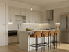 Cathartes announces Rivelle, a 43-unit luxury condominium community featuring chic interior designs, garage parking and panoramic views of the Cochecho River. Units are now for sale. Pictured is a rendering of a kitchen inside Rivelle.