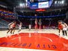 Houston North District sinks a free throw as teammates line the lane during championship action at Houston’s Toyota Center.