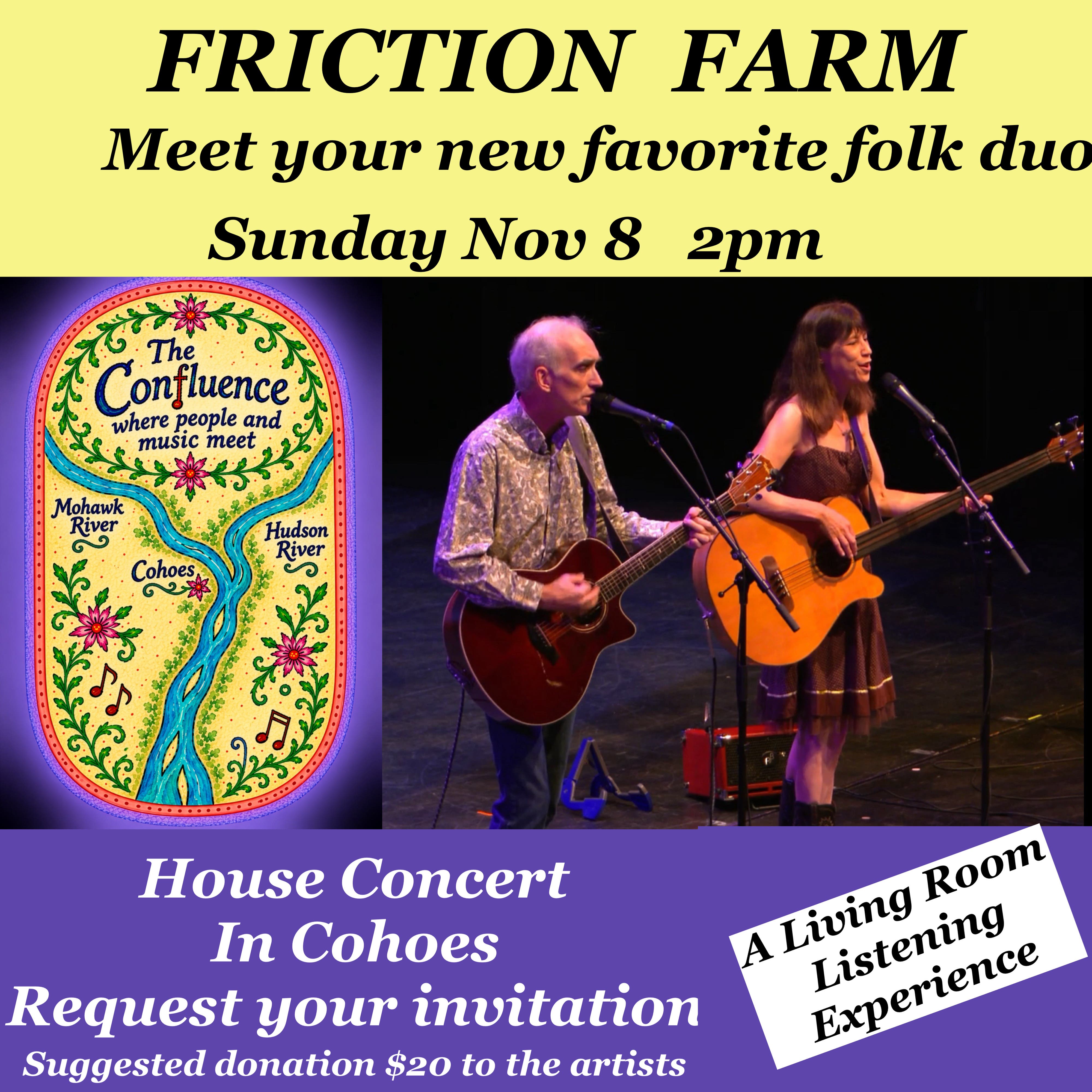 House Concert, Friction Farm, modern folk duo