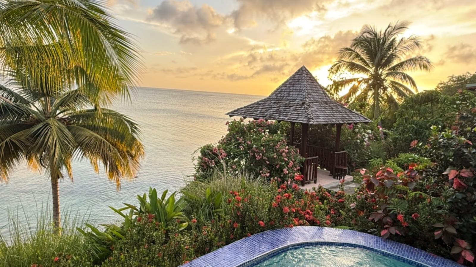 Calabash Cove Resort and Spa Plunge Pool and Beach View Sunset