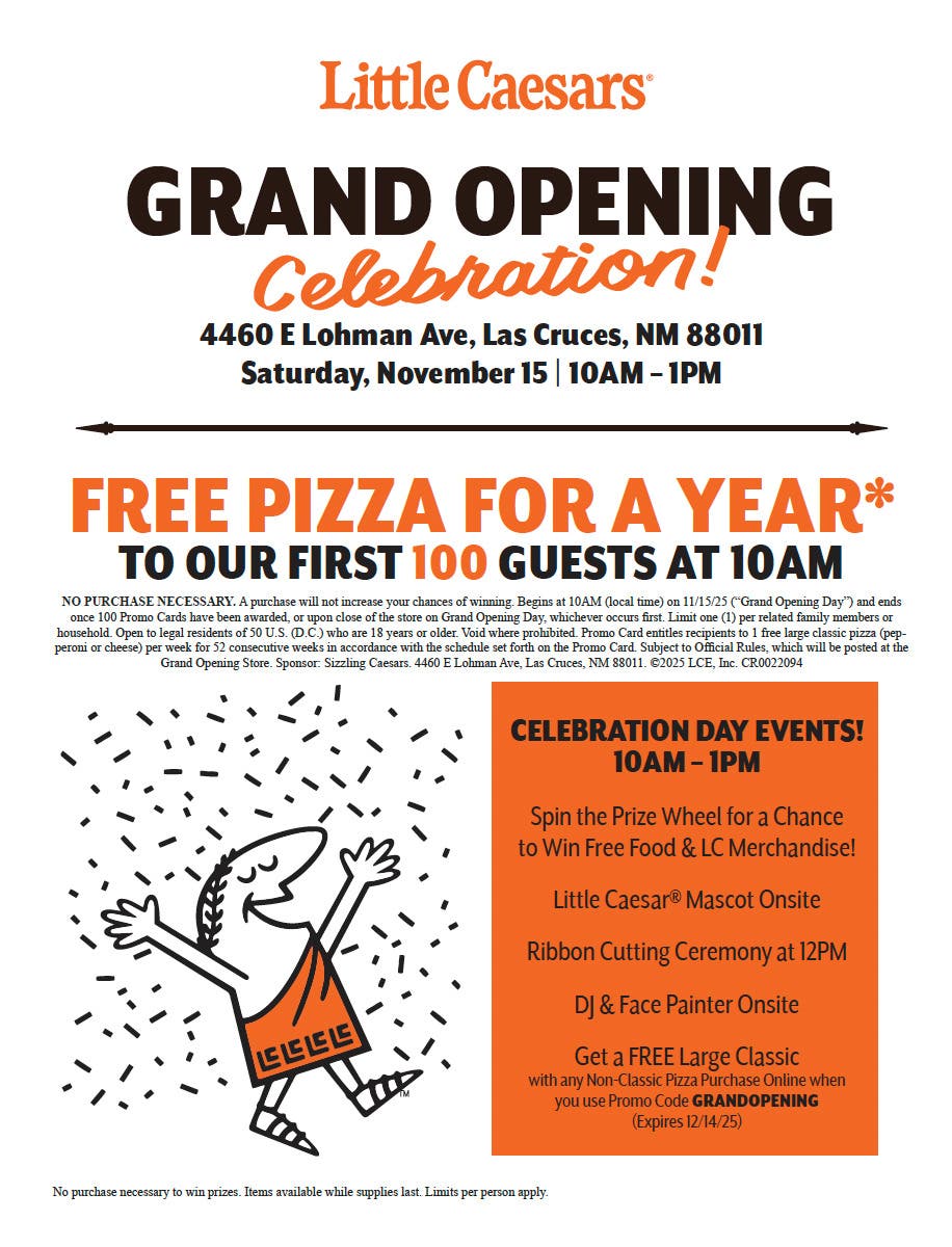 Little Caesars Celebrates Grand Opening of Las Cruces Restaurant with Free Pizza for a Year Giveaway