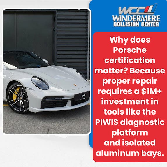 Windermere Collision Center Meets Porsche Equipment Standards for Certified Repairs