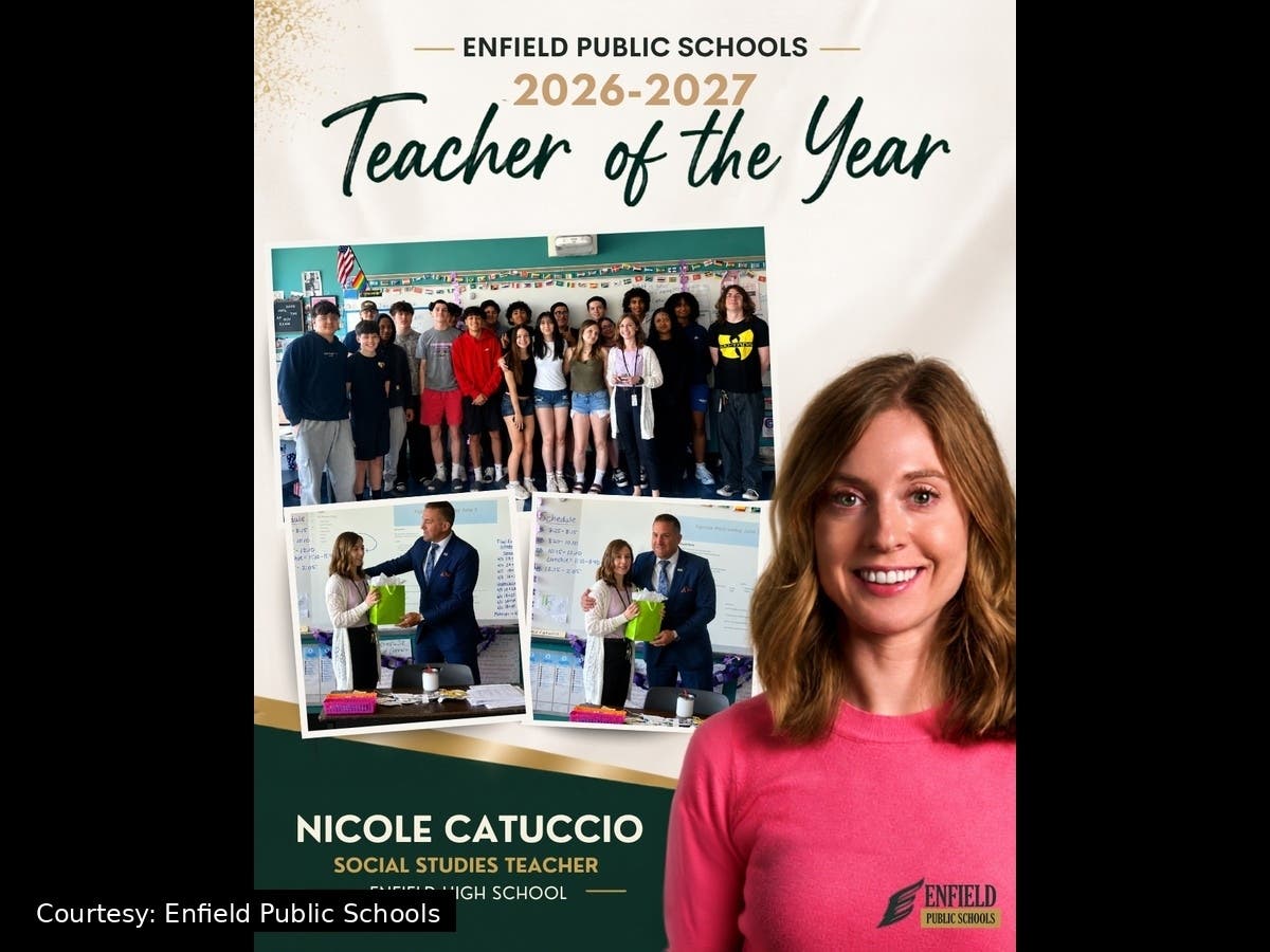 Nicole Catuccio, a social studies teacher at Enfield High School, was recognized by the Enfield Teachers’ Association