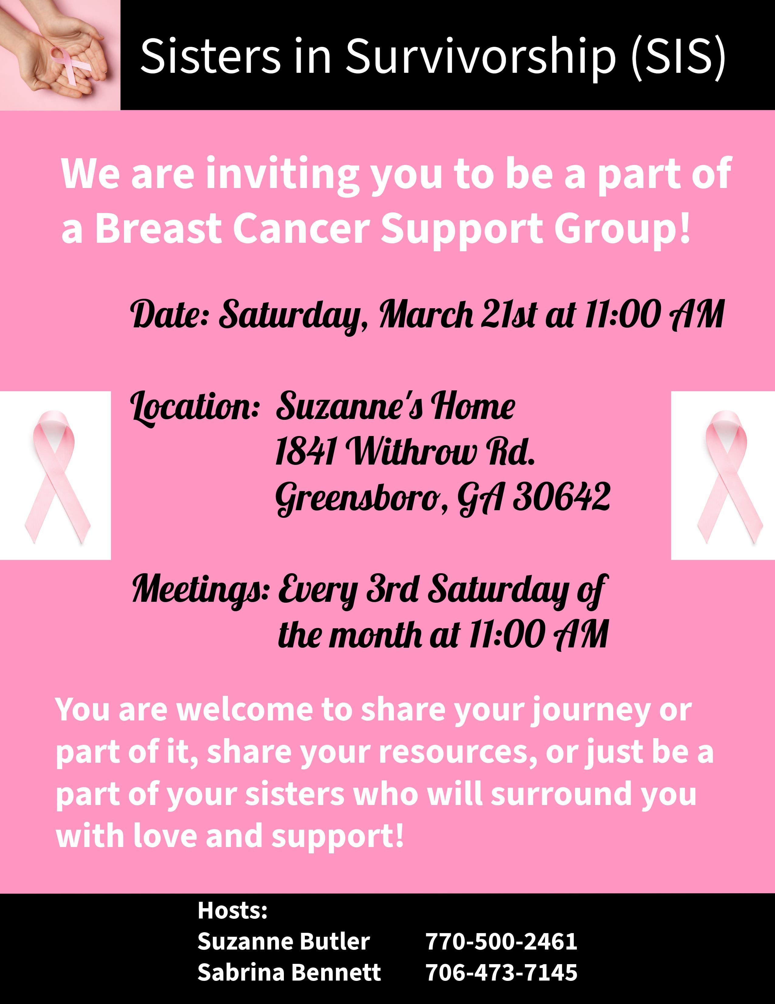 SIS Sisters in Survivorship  Breast Cancer Support Group