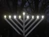A menorah being displayed at the municipal complex for a lighting event in Hillsborough, New Jersey