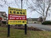 A commercial property leasing sign in Hillsborough, NJ