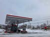 A gas station after a snow storm in Hillsborough, NJ