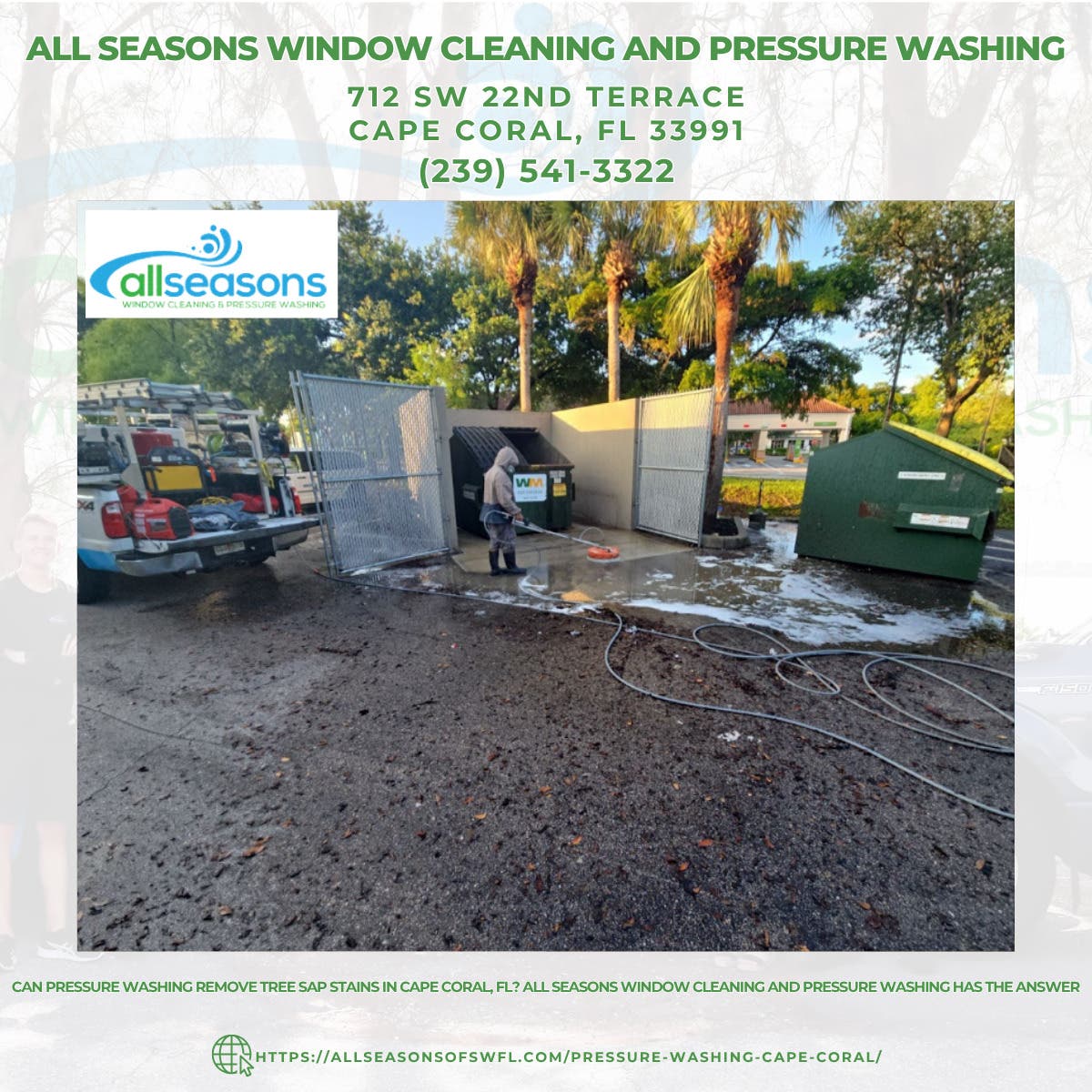 Can Pressure Washing Remove Tree Sap Stains in Cape Coral, FL? All Seasons Window Cleaning and Press