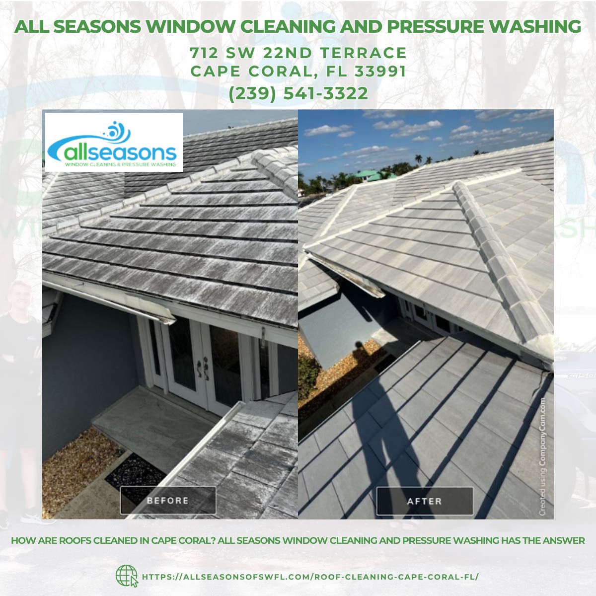How Are Roofs Cleaned in Cape Coral? All Seasons Window Cleaning and Pressure Washing Has the Answer