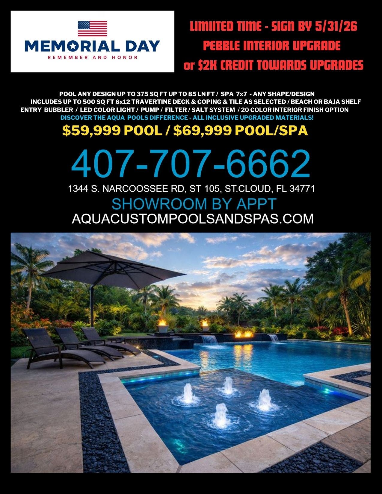 Custom Pool Design Services | Memorial Day Promotion – Central Florida