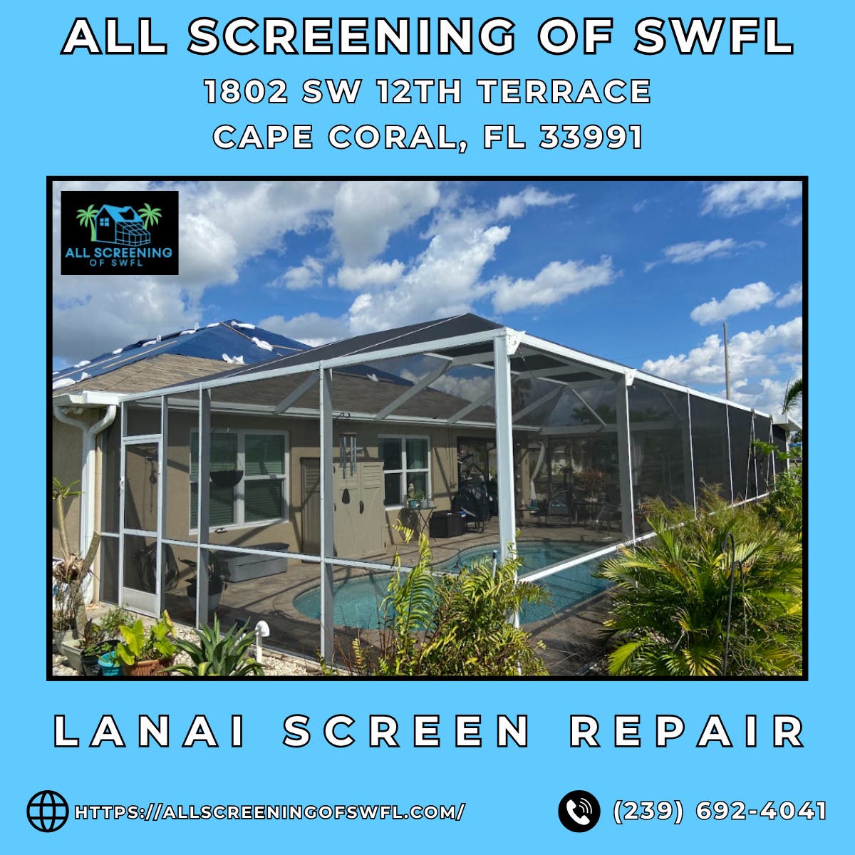 Lanai Screen Repair in Cape Coral - All Screening of SWFL