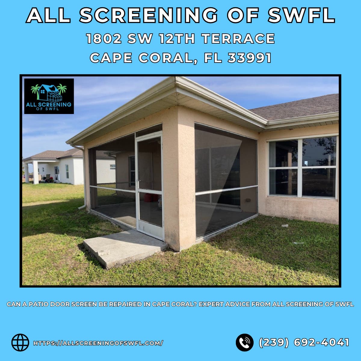Can a Patio Door Screen Be Repaired in Cape Coral? Expert Advice From All Screening of SWFL