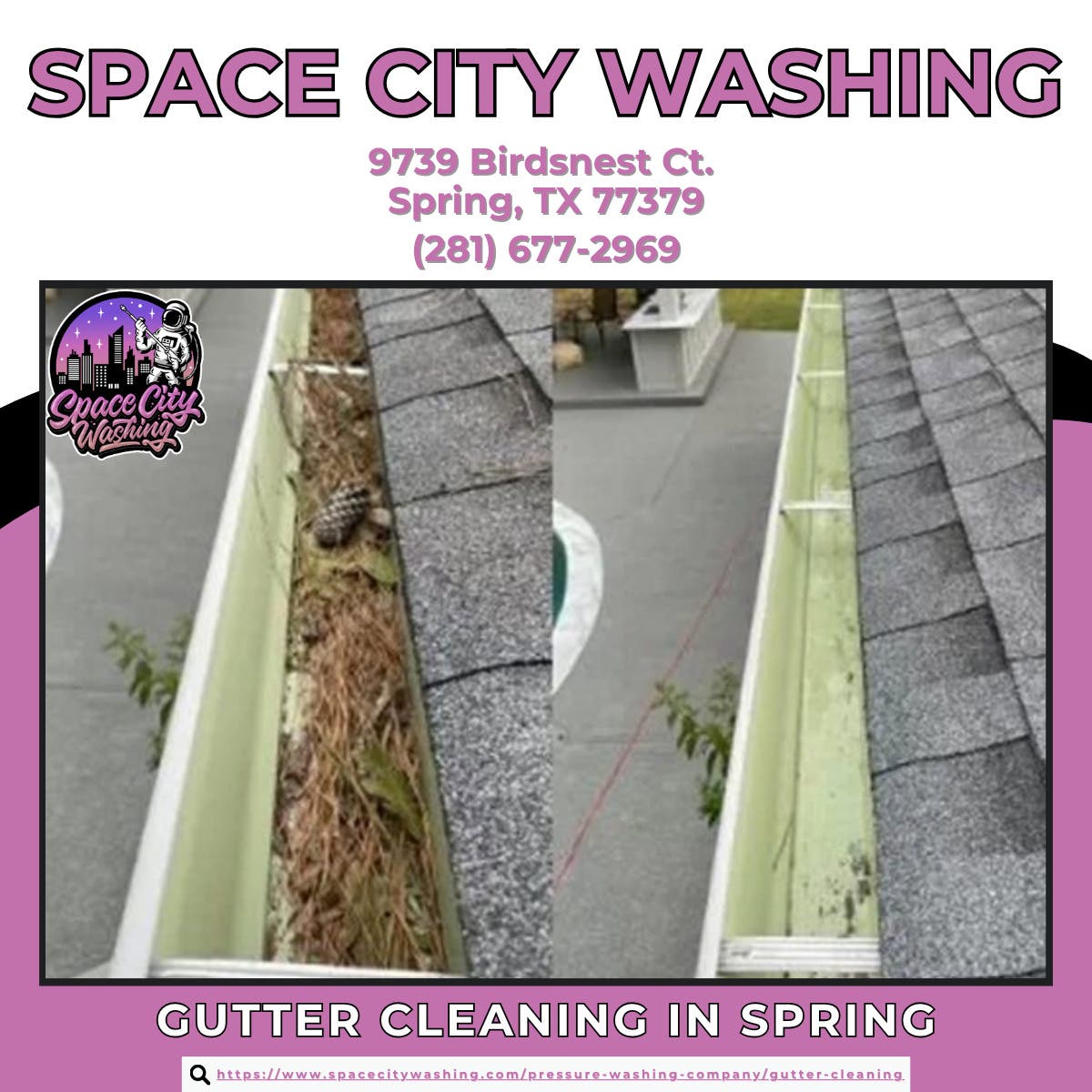 Gutter Cleaning in Spring - Space City Washing