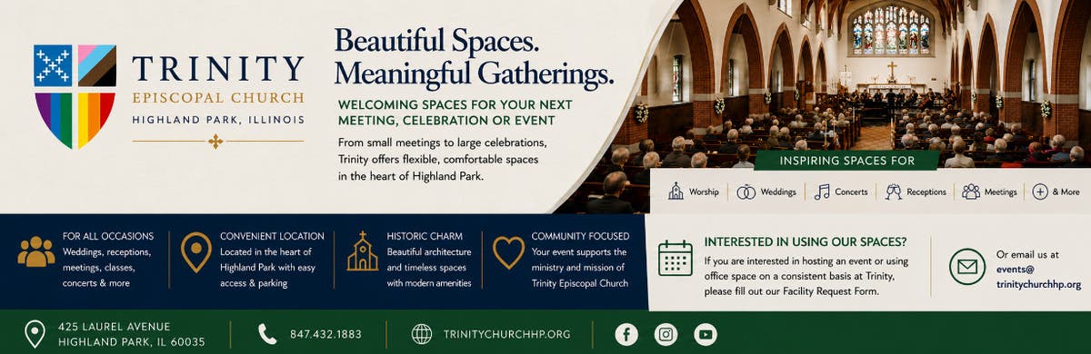 Available rental spaces for your next event at Trinity Church