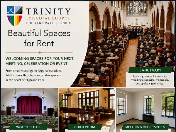 Available rental spaces for your next event at Trinity Church
