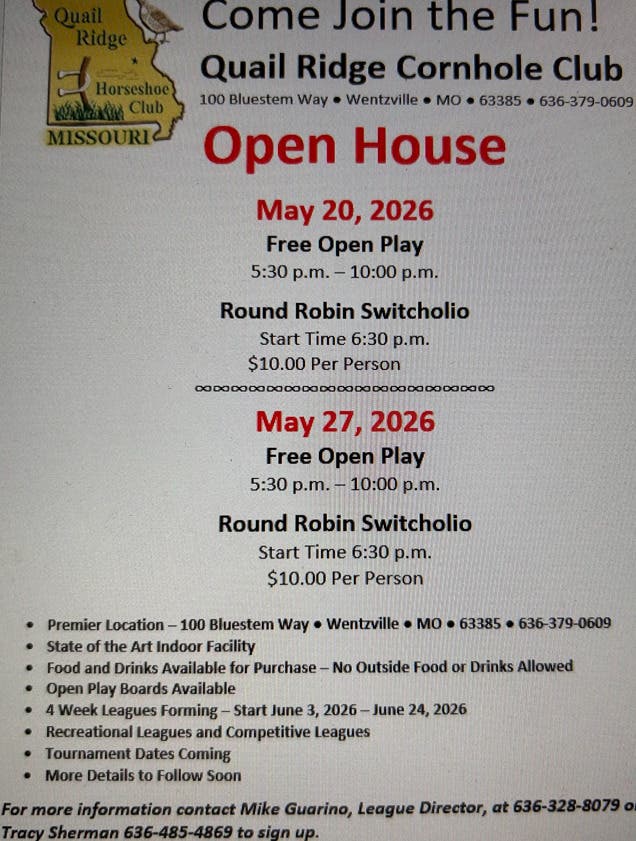 Quail Ridge Cornhole Club Open House