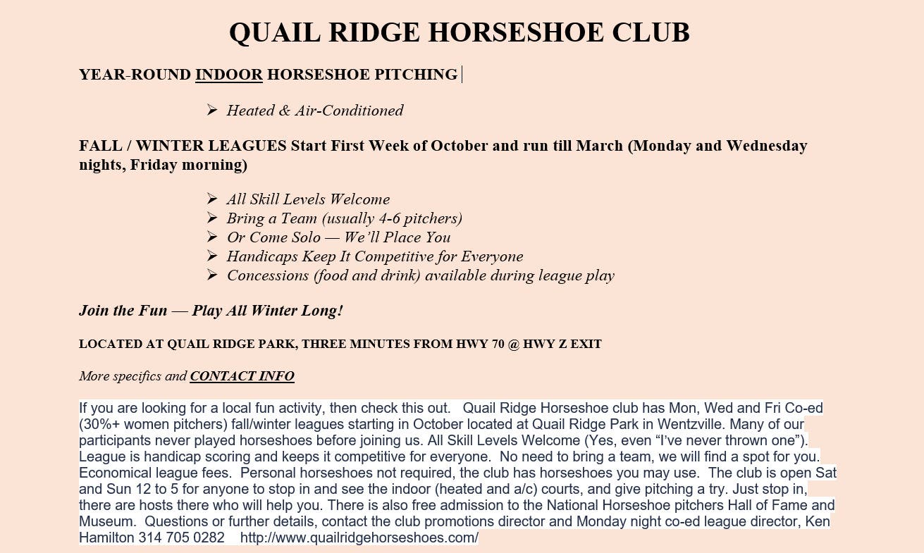 Quail Ridge Horseshoe Club