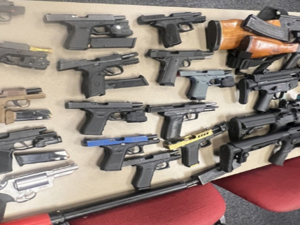 Weapons seized during searches.