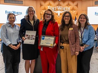 Assistant City Manager Dana Burghdoff (second from left) and members of the Fort Worth Public Library team.