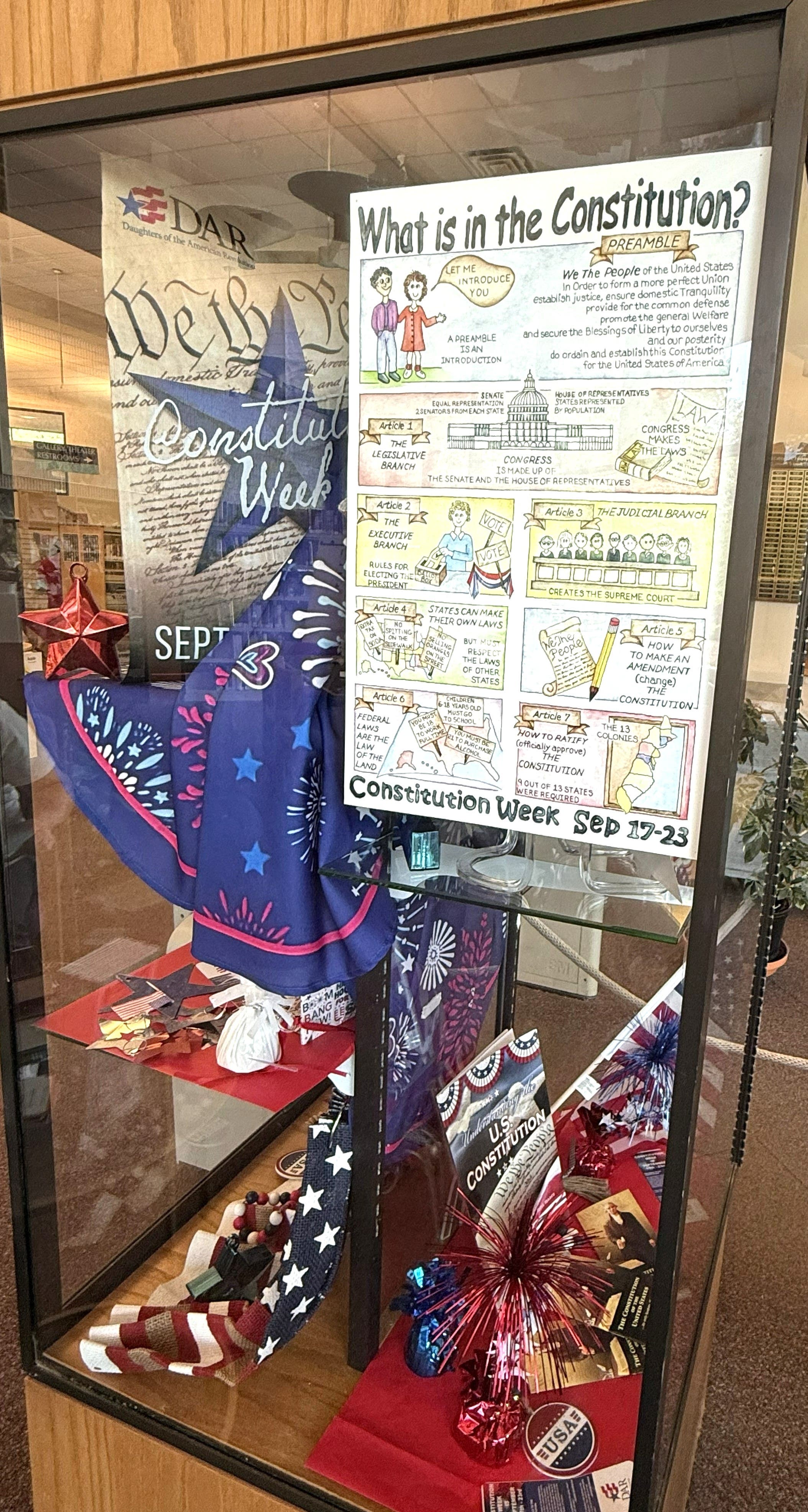 Display containing information about the U.S. Constitution