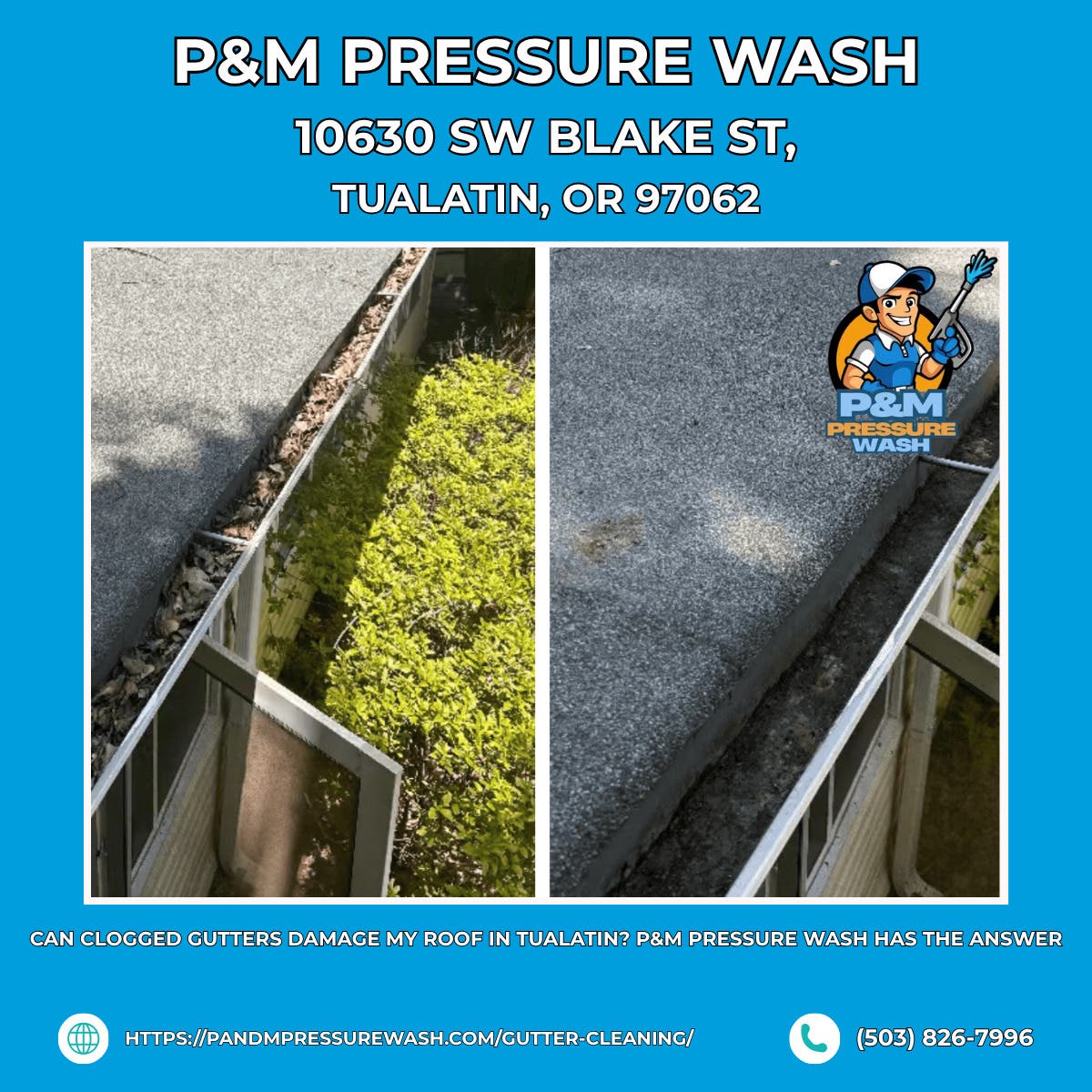 Can Clogged Gutters Damage My Roof in Tualatin? P&M Pressure Wash Has the Answer