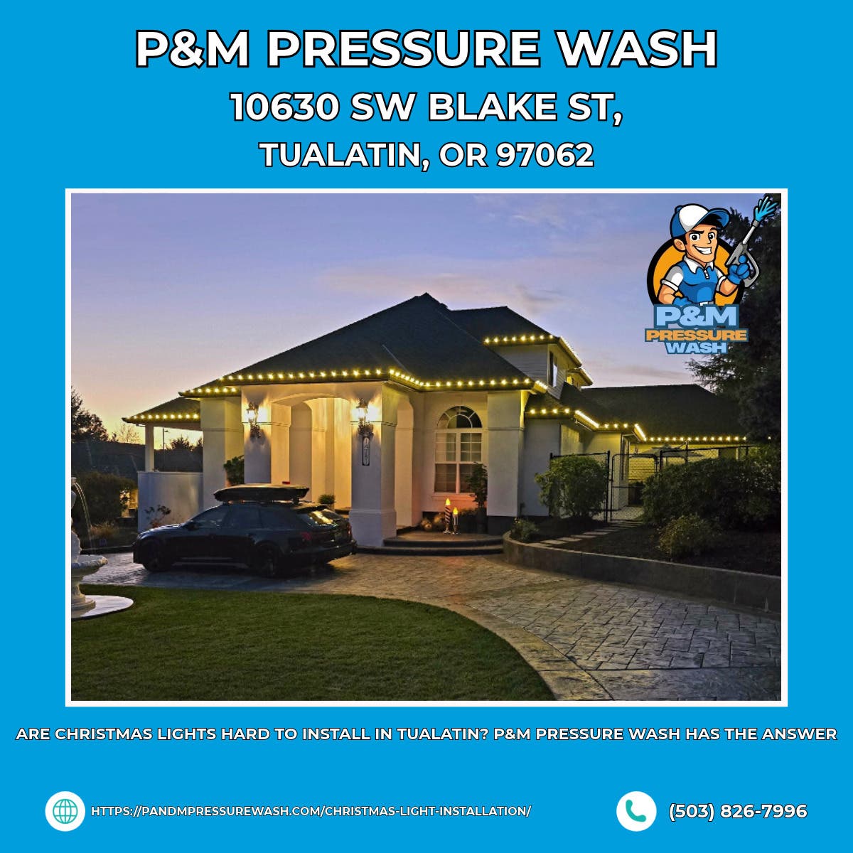 Are Christmas Lights Hard to Install in Tualatin? P&M Pressure Wash Has the Answer