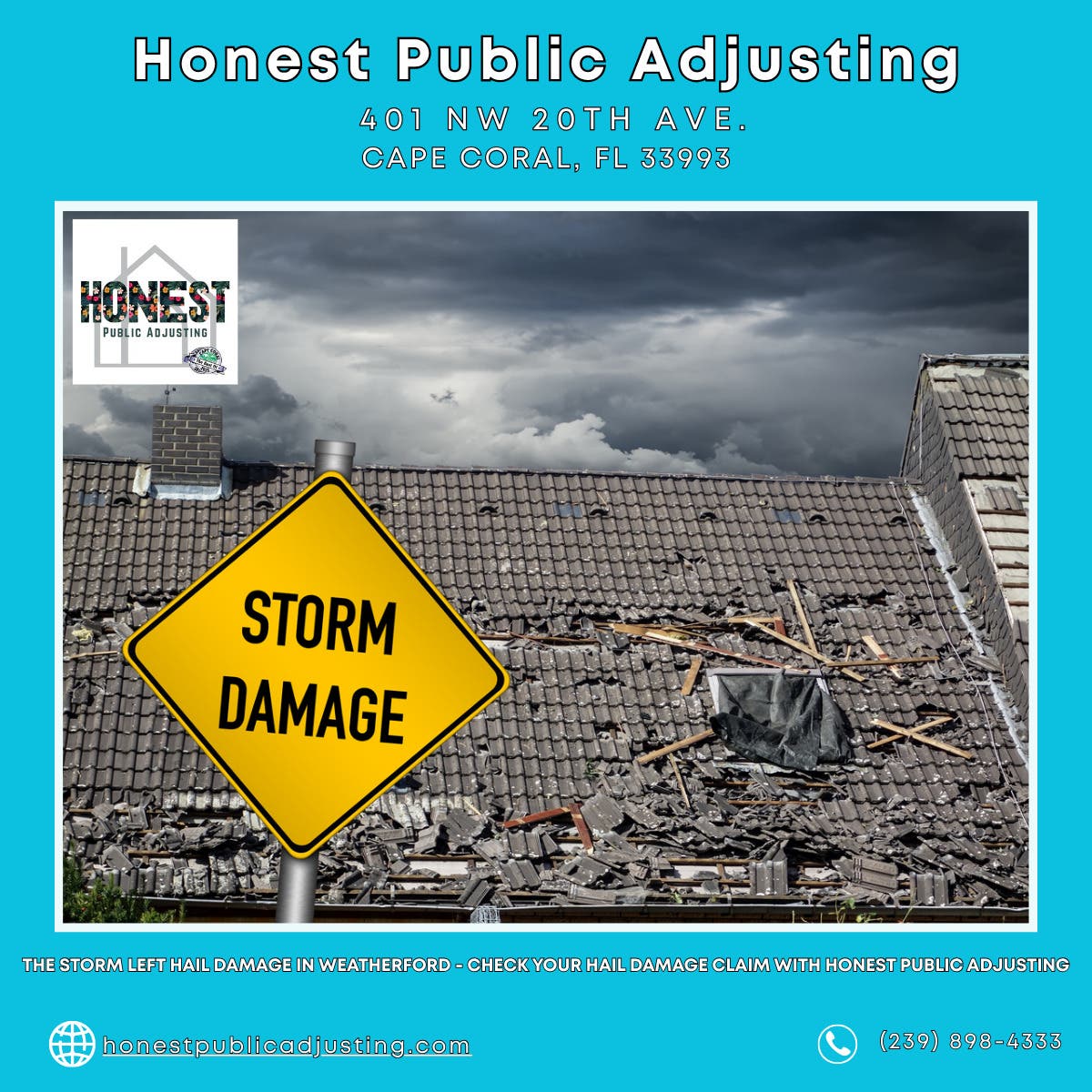 The Storm Left Hail Damage in Weatherford - Check Your Hail Damage Claim with Honest Public Adjustin