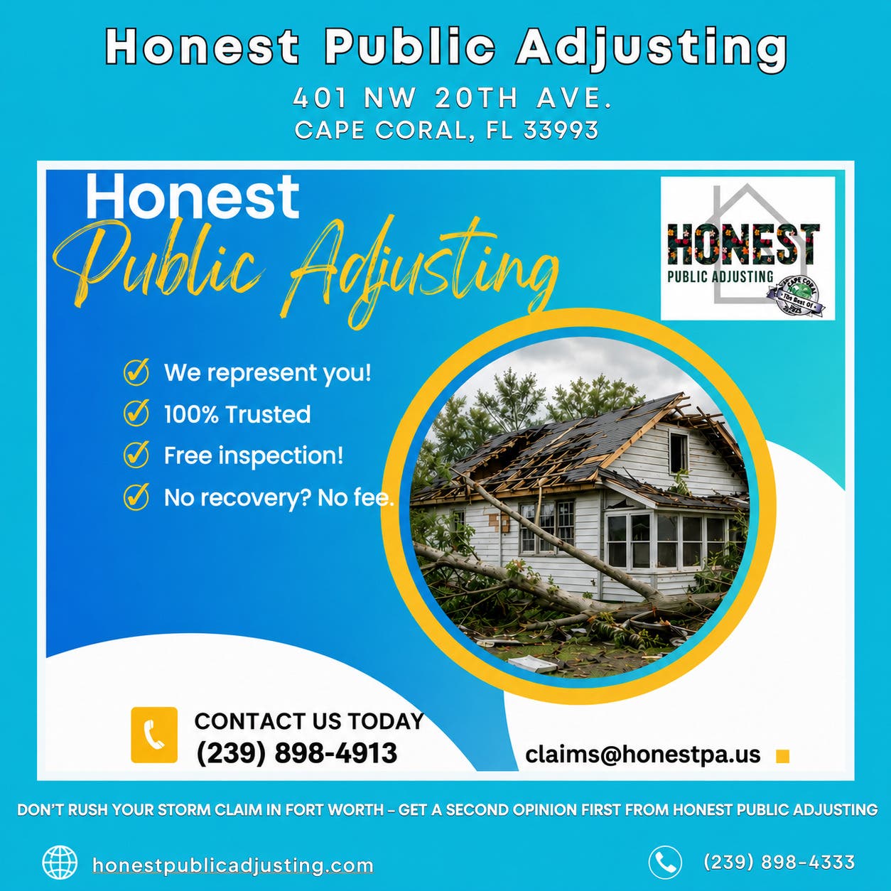 Don’t Rush Your Storm Claim in Fort Worth - Get a Second Opinion First From Honest Public Adjusting