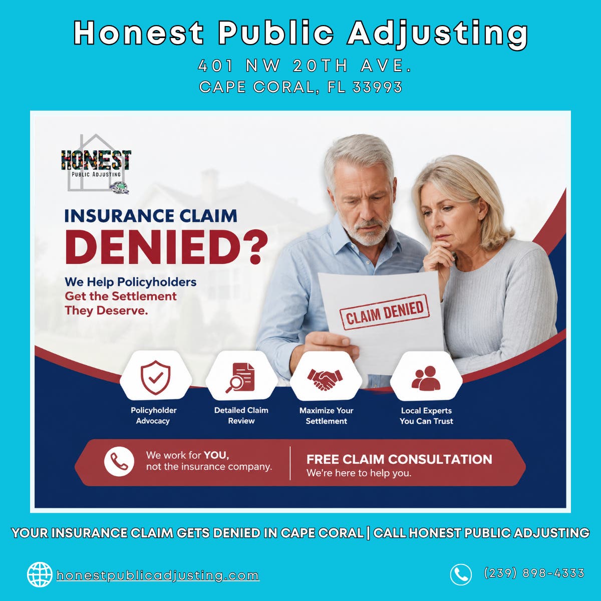 Your Insurance Claim Gets Denied in Cape Coral | Call Honest Public Adjusting