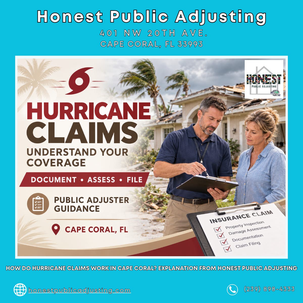 How Do Hurricane Claims Work in Cape Coral? Explanation From Honest Public Adjusting