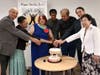 Cutting celebration cake
