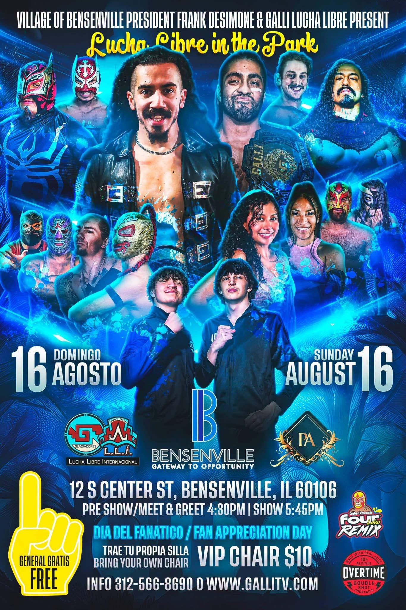 This Sunday August 16: Free Community Event: Live Professional Wrestling. Lucha at The Park