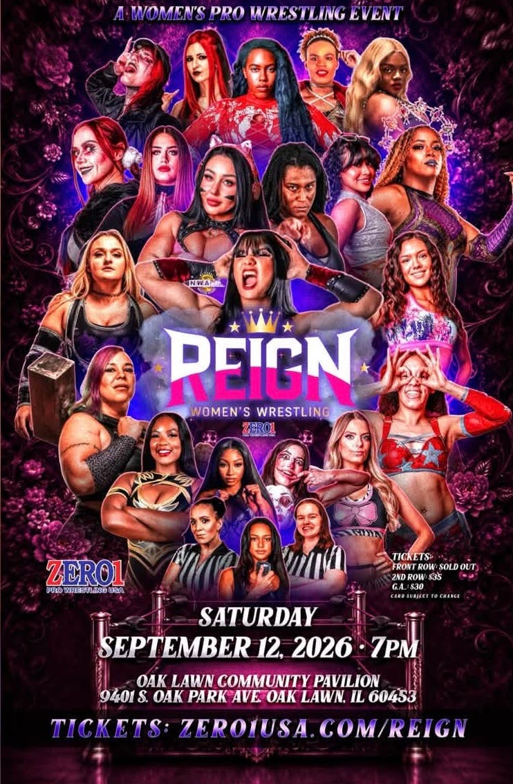 Reign Women's Wrestling comes to Oak Lawn this Saturday.