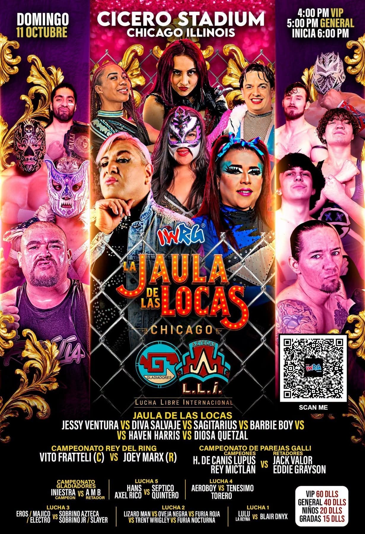 IWRG vs GALLI: La Jaula de Las Locas — Chicago Showdown at Cicero Stadium, October 11 6pm