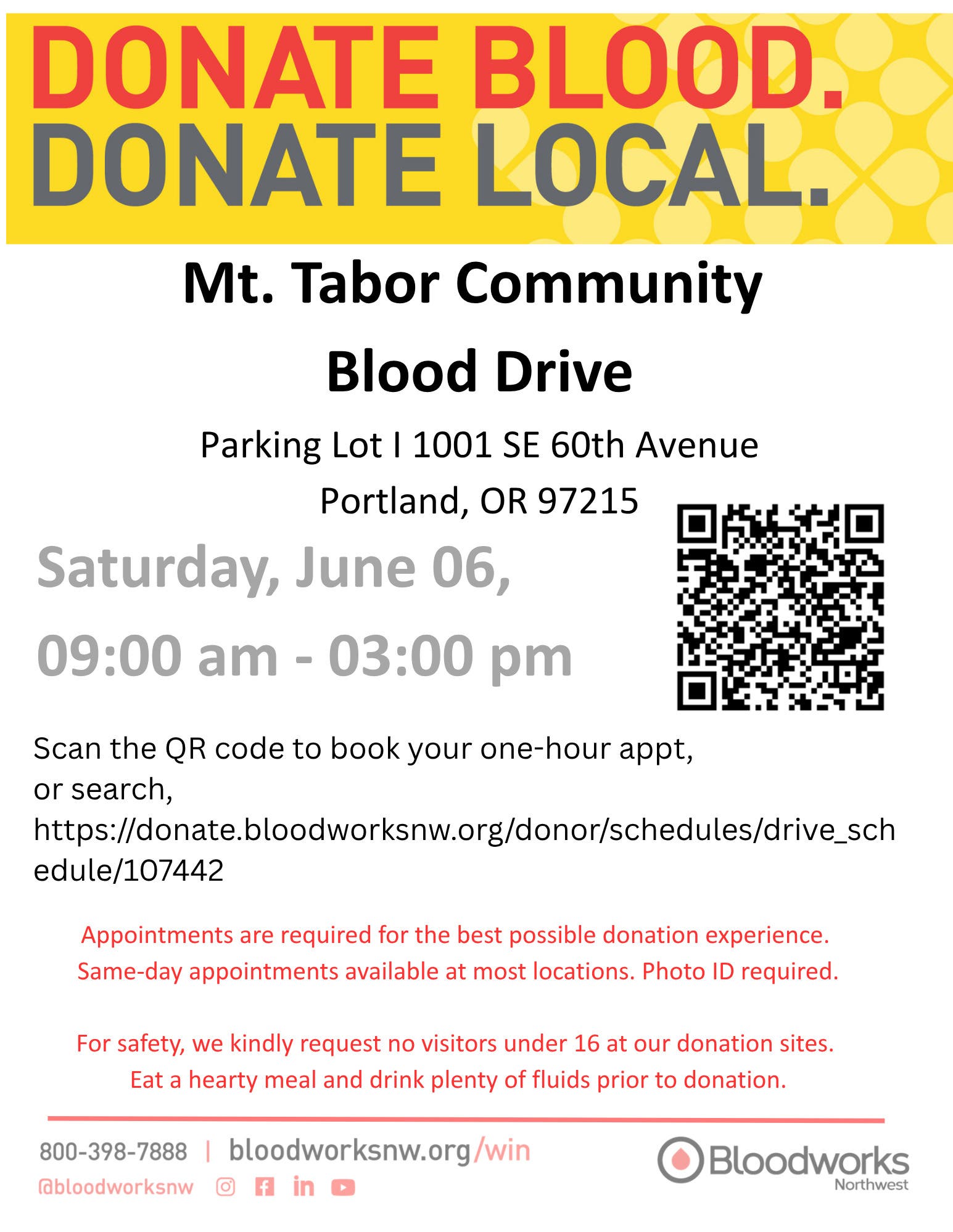 Mt. Tabor Community Blood Drive