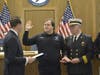 Assistant Chief Fowler being sworn in by Middletown Mayor Tony Perry 