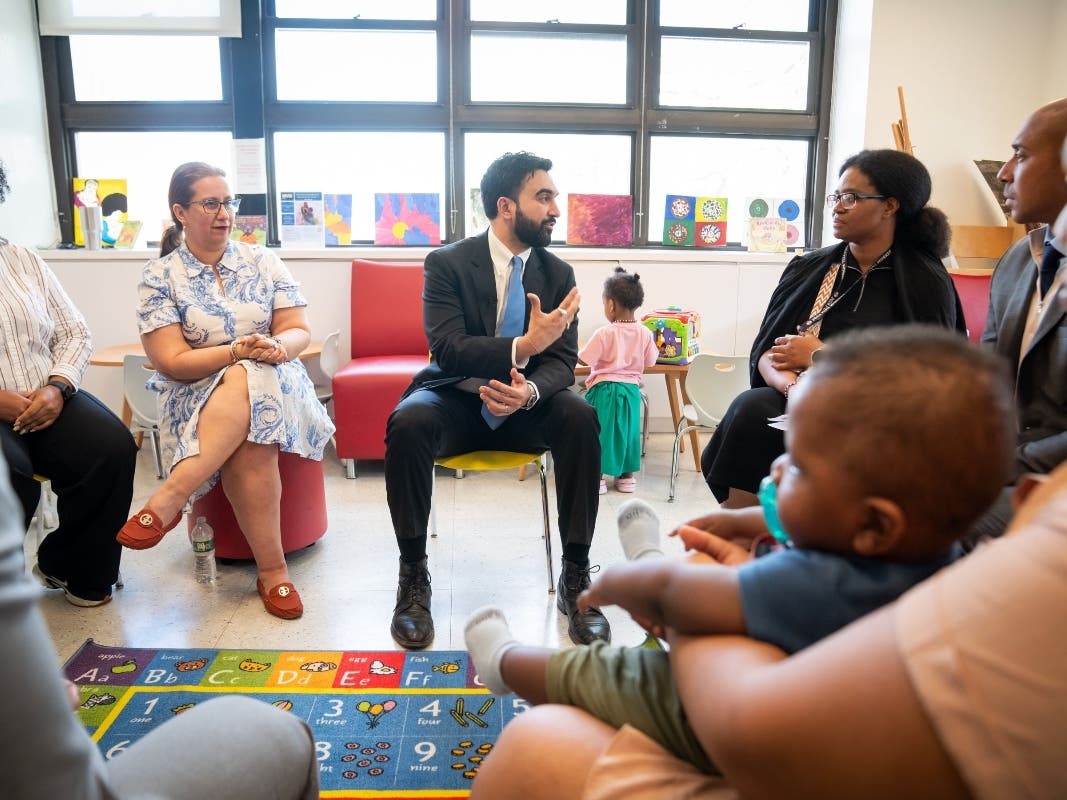 Mayor Zohran Kwame Mamdani visits a health center for Black Maternal Health Week at Brownsville Community Center on April 17.
